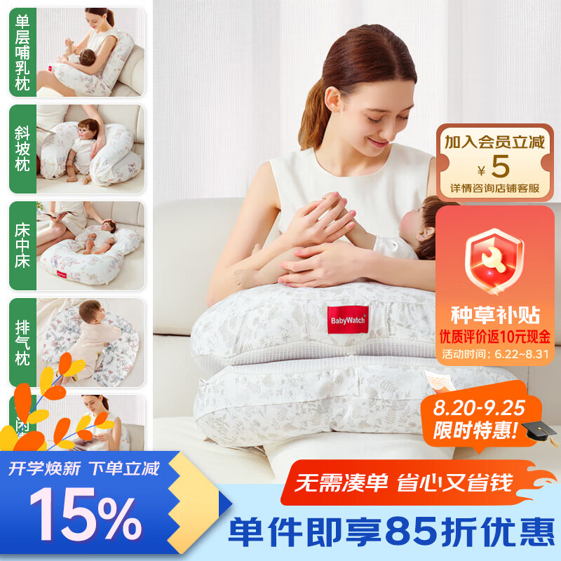 BabyWatch六合一多功能婴儿哺乳枕防吐奶斜坡新生儿喂奶枕头-秘密花园