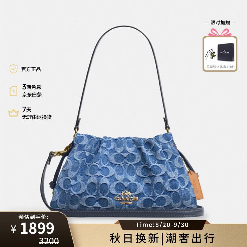 蔻驰（COACH）经典标志丹宁布FAYE单肩包云朵包CDE45