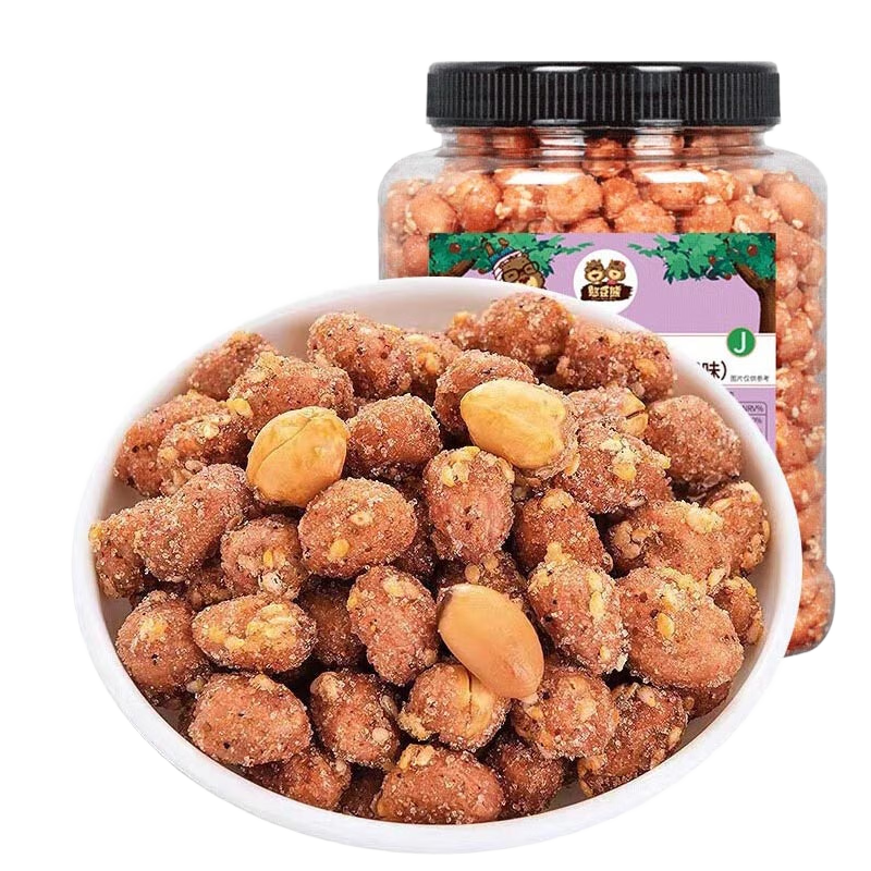 憨豆熊琥珀花生米500g熟下酒菜零食小吃蜂蜜香辣酥脆炒貨散裝 【香辣味】500g*1罐