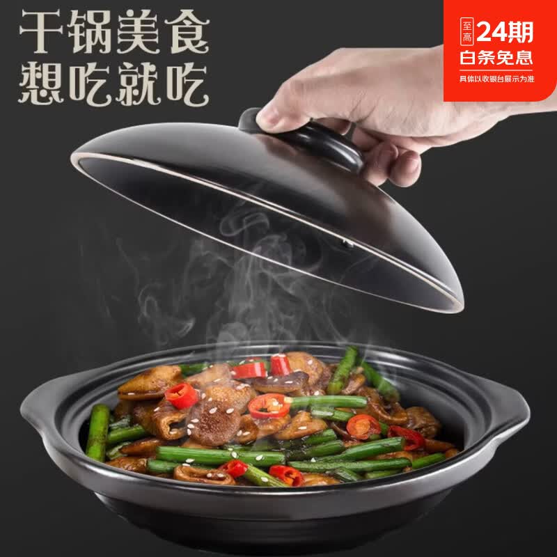 【景德镇】砂锅可耐1310%高温|明火干烧不裂|烧裂一年内可换新 【4.6L】带盖|适合8至10人使用
