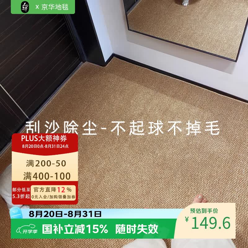 京华仿剑麻入户地垫防滑地毯家用门口进门吸水脚垫可裁剪机洗轻奢高级 皎月白 100cm*140cm 防水耐污 京东折扣/优惠券
