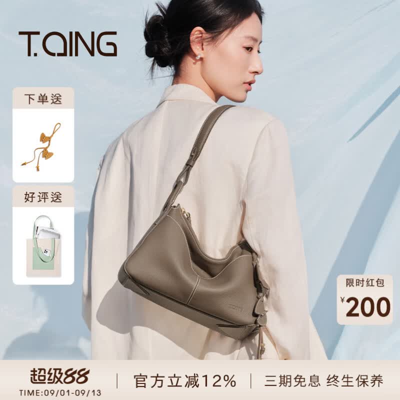 天青集T.QING天青集随形枕头包腋下包女斜挎单肩通勤hobo包包生日礼物 随形中枕-大象灰 京东折扣/优惠券