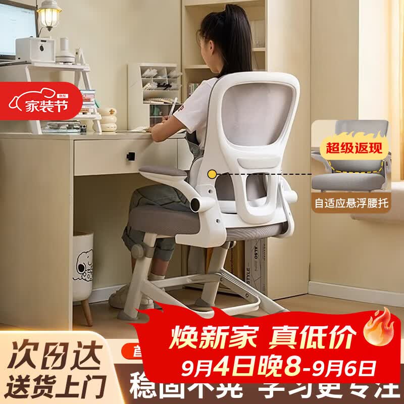 全品屋电脑椅学习椅办公椅人体工学椅学生椅撑腰椅子转椅电竞椅可升降