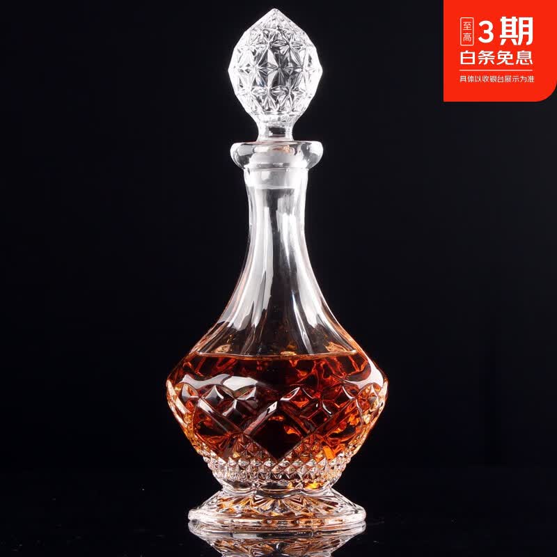 兴谛加厚水晶酒具酒樽空红酒瓶带盖威士忌酒白酒洋酒瓶盛酒壶存酒瓶 10号 600ml