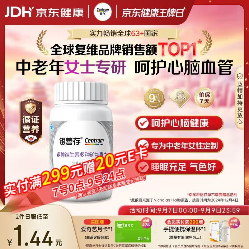 善存男/女士复合维生素银善存160粒 90.2元 - 线报酷