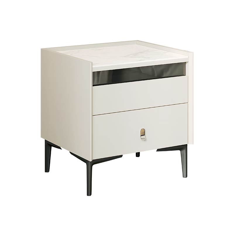 索菲亞臥室床頭柜巖板柜面奶油風(fēng) 2025年政府補貼床邊小柜子 小奶油家品 奶油白 雙抽屜1個