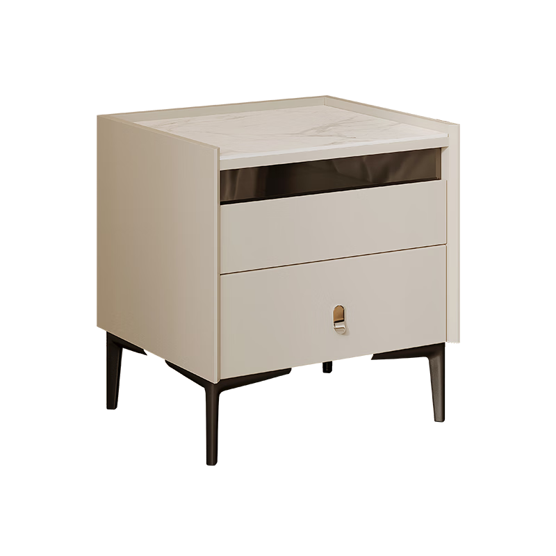 索菲亞臥室床頭柜 淺色簡約家具 臥室輕音雙抽收納柜政府補貼 奶油家品 奶油白（新）