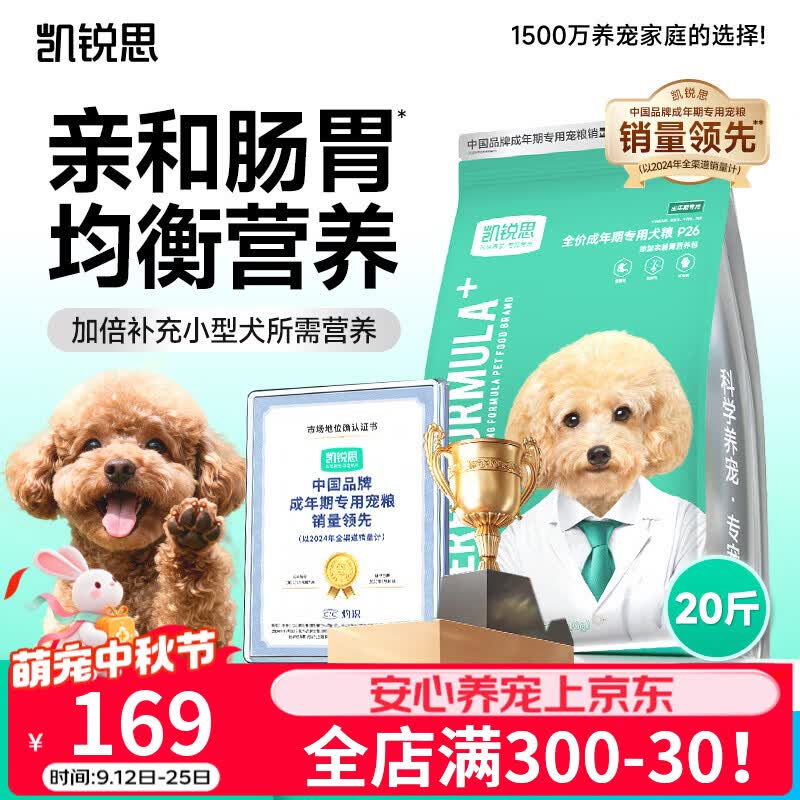 凯锐思P26冻干鲜肉双拼狗粮10kg 152元，凯锐思鸭肉梨5拼冻干狗粮10kg 188元 - 86线报
