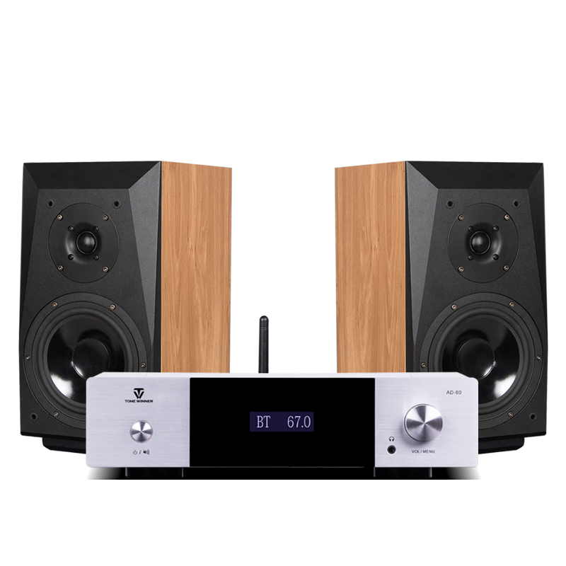 天逸（Winner）AD-60甲乙類迷你小型HIFI功放機連接藍牙5.0家庭影院多功能功放無線數(shù)播發(fā)燒功放音響套裝 AD-60+童笛C6（木紋色）