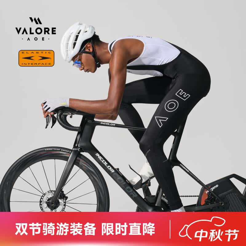 VALORE AOE岚驰公路自行车骑行服进口专业双箭头200密度背带长裤透气男秋冬 岚驰午夜黑背带长裤 3XL