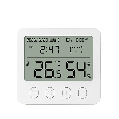 得力（deli）温度计室内家用大字体超清显示器电子温湿度计高精度 【超清大字体】温湿 时间 表情舒适度-白