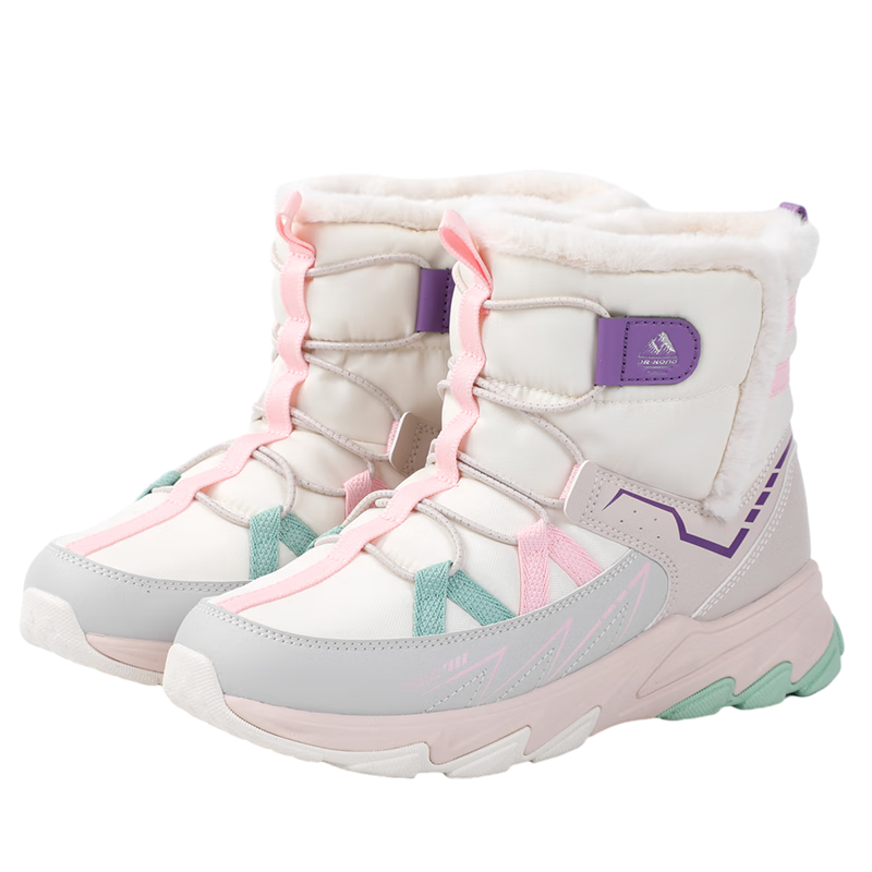 江博士(DR·KONG)冬季中大男女童加絨保暖兒童棉靴 休閑魔術(shù)貼防滑耐磨大童靴子 米/粉/灰 (加絨內(nèi)里) 38 腳長(zhǎng)約23.6-24.2