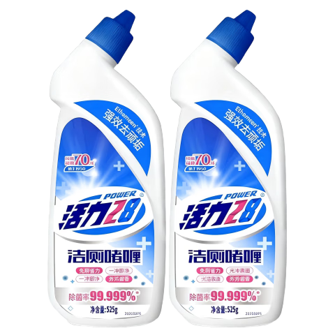 活力28洁厕灵洁厕啫喱洁厕液去味除臭清香型马桶清洁剂去垢蓝泡洁厕块 洁厕啫喱525g*2瓶【实惠装】