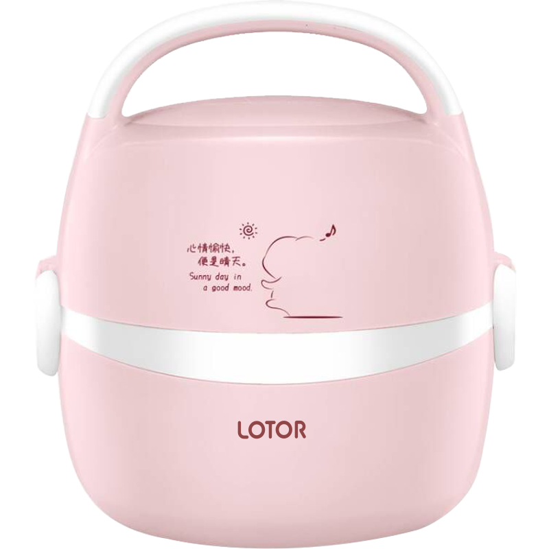 LOTOR电热饭盒自热插电保温热饭器蒸饭器上班族带饭神器办公室蒸煮可加热饭盒 1.45L 粉色标准款