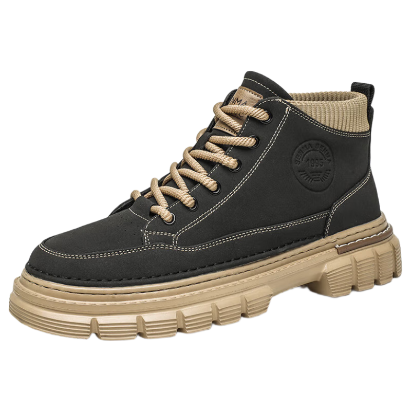 森馬（Senma）正品男鞋秋季高幫英倫風馬丁靴男士中幫休閑厚底防滑耐工裝靴子 棕色【森馬旗艦款】 43