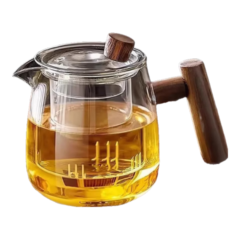 臻晶智高端手工茶具套装烟榭壶耐高温玻璃茶具套装壶杯茶水壶泡煮茶壶 烟榭壶透明色