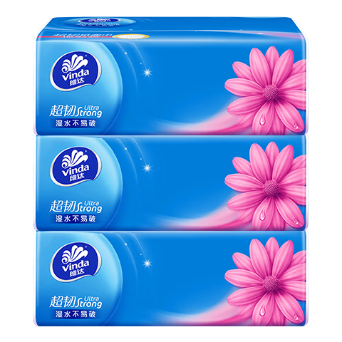 维达（Vinda）超韧抽纸 3层110抽 母婴适用 餐巾纸 卫生纸 面巾纸 擦手 3层 110抽*3包 【体验装】