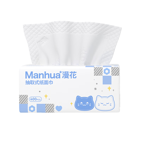 漫花抽纸纸巾5层400张囤货实惠餐巾纸卫生纸家庭装纸面巾擦手纸 5层 400张*6包