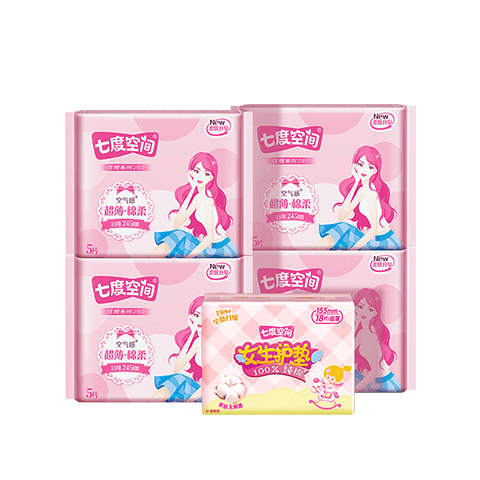 七度空间卫生巾少女优雅丝柔棉表层透气日用加量姨妈巾 超值日用38片