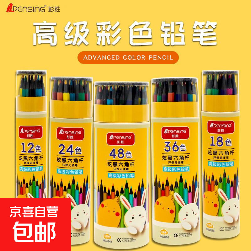 儿童画笔可擦彩色铅笔油性学生用美术专业手绘填色12色24色48色 可擦彩色铅笔-12支混色-1筒装