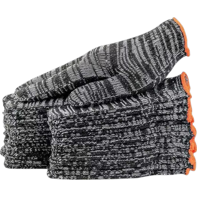 摩托车维修手套灰黑纱防护耐脏黑色耐磨防滑棉纱工地汽车维修手套 灰黑色 2双