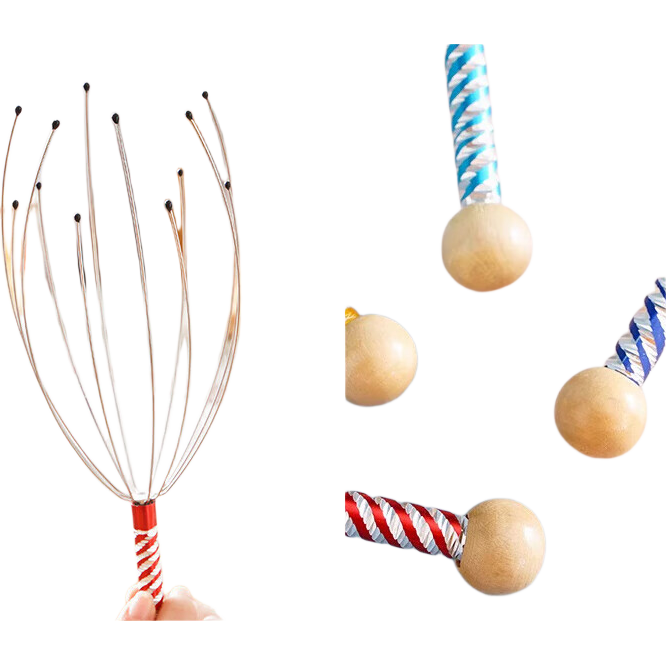 头部按摩器提神灵魂提取器犯困抓头挠头头皮穴位按摩放松养生理疗疏通经络送爸妈男女生礼物玩具 一只装-颜色混发