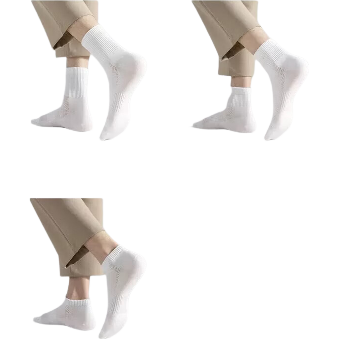 7A抗菌袜子男女纯棉四季中长筒袜黑白灰运动抑菌防臭透气袜抗起球 中筒黑色 5双 均码