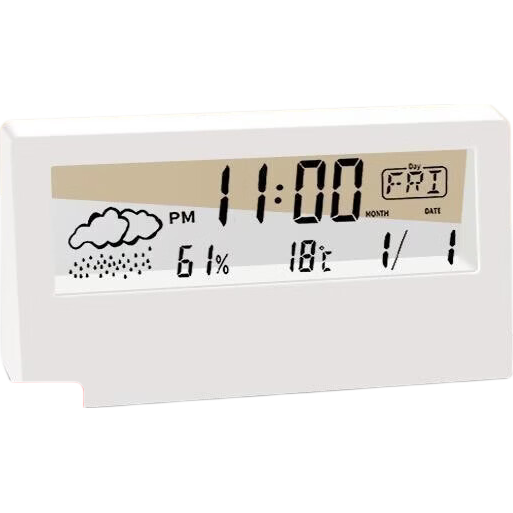 电子温湿度计笑脸显示天气高精准家用婴儿房温度表湿度表壁挂式干湿显示湿度计 LCD透明闹钟|温湿度天气显示|时间日期多功能