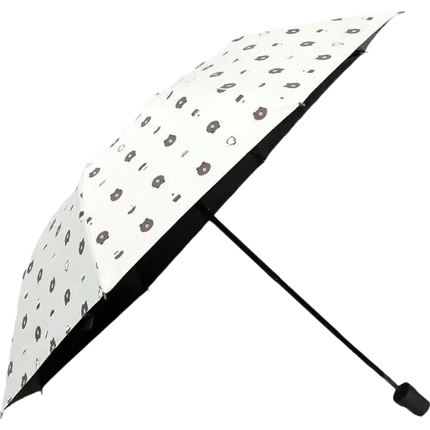 垂钓用品可爱晴雨伞折叠手动伞晴雨两用遮阳挡雨防晒钓伞 米色-卡通小熊【团购款】