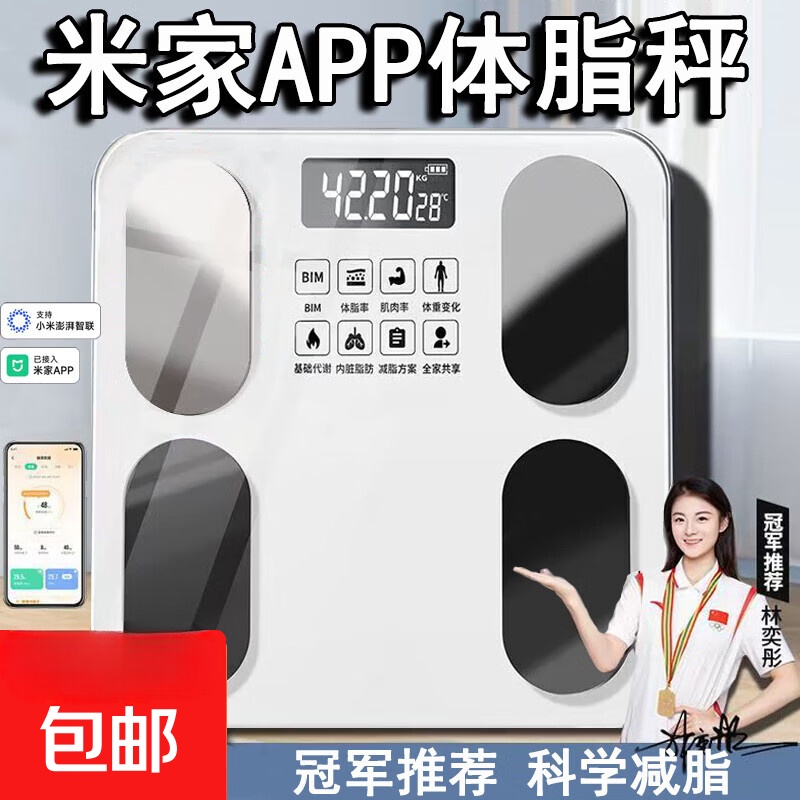 体脂秤米家APP 电子秤体重秤小米智联人体称重智能精准体脂秤减肥人体体重称健康数据测 【小米生态认证】体脂秤充电款