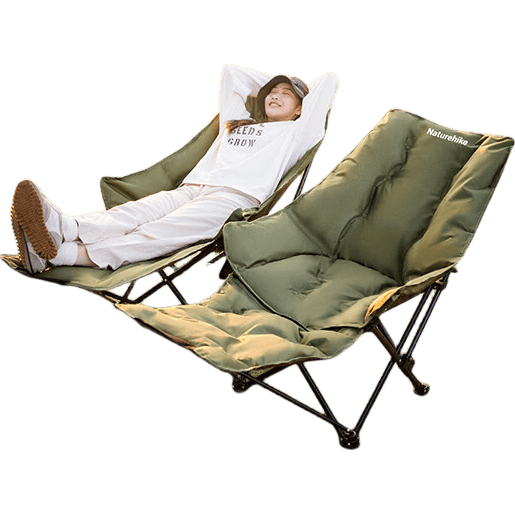 Naturehike挪客海星月亮椅戶外折疊椅加棉腳托躺椅加大加寬懶人沙灘椅露營椅 【2件裝】卡其色-加棉腳托款
