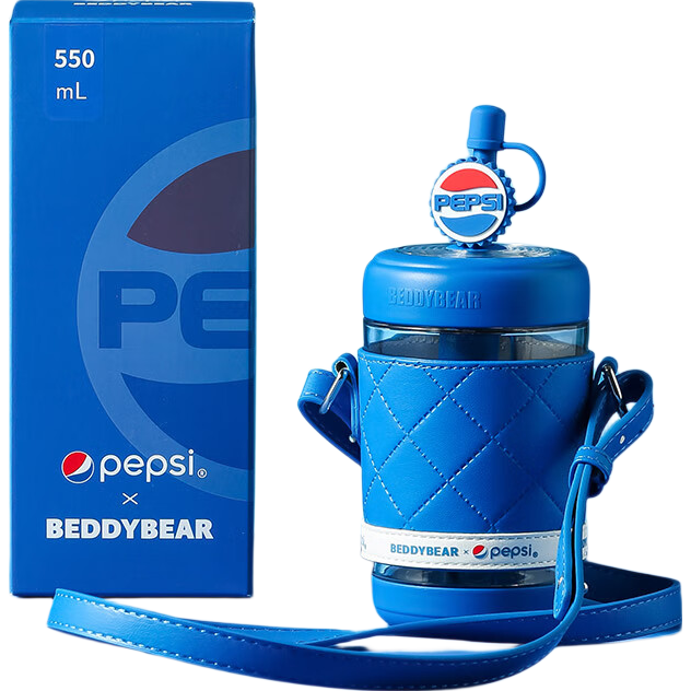 杯具熊（BEDDYBEAR）儿童水杯夏季塑料杯幼儿园吸管杯6个月以上百事联名 冷萃吸管杯-百事580ml