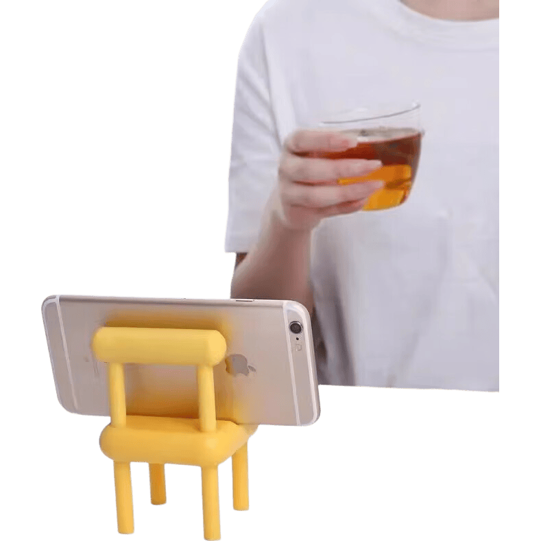 骑行配件手机支架桌面卡通小凳子支架迷你小型桌上摆件通用手机座 手机椅子支架-颜色随机1个