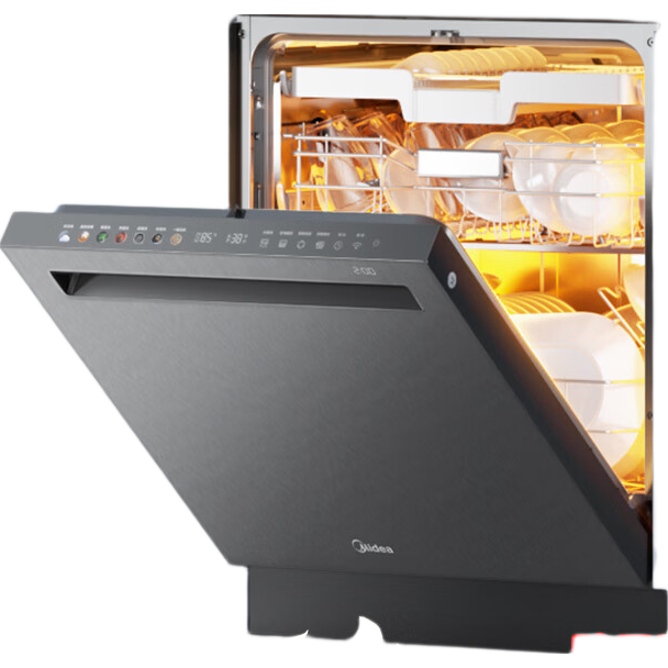 美的（Midea）洗碗机嵌入式150L以上晶焰万向变频热风烘干自动开门烘干关门七星消杀自清洁滤网 嵌入式 顶配款【18套】GX1000S Max尊享版