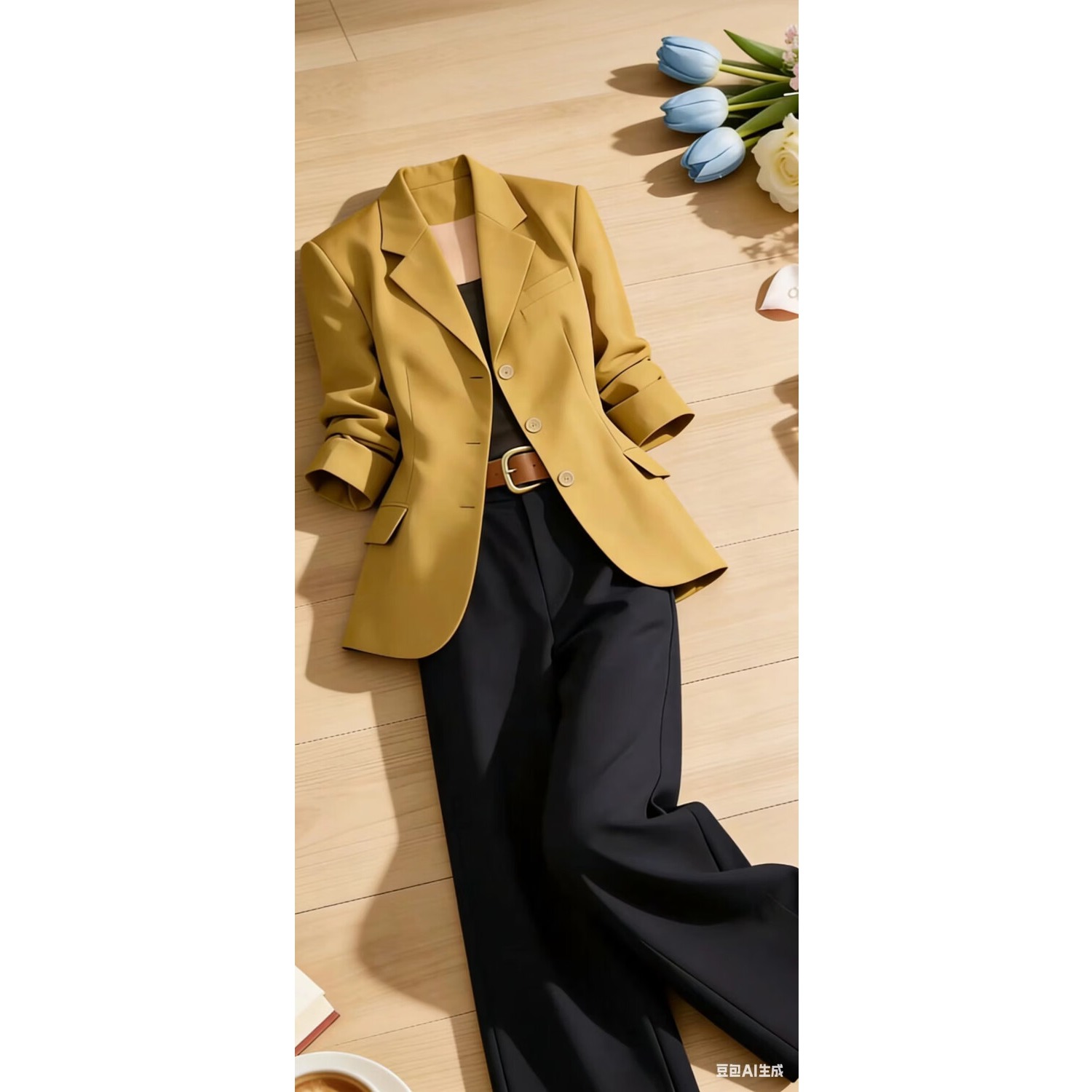 西装西服外套女春秋季新款网红爆款休闲小西服时尚高级感通勤百搭 黄色 S 90-105