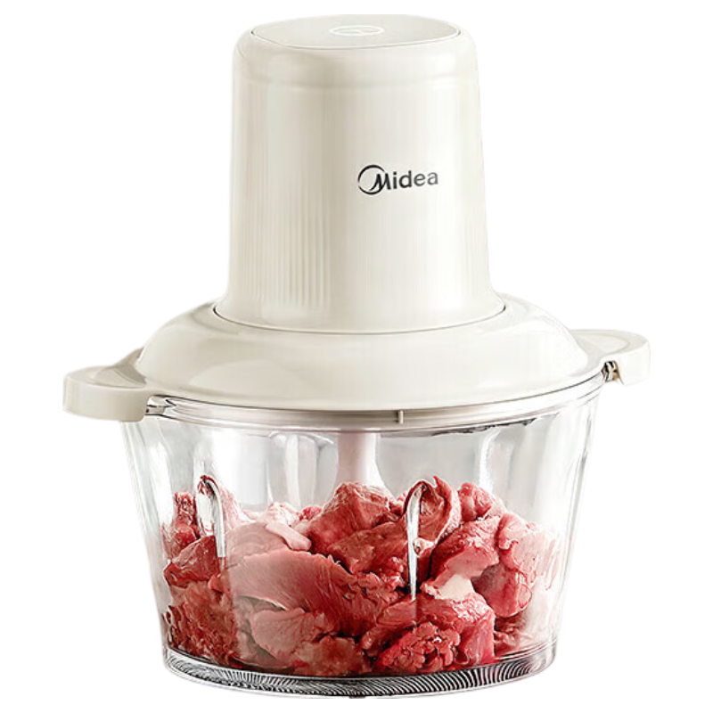 美的（Midea）绞肉机 家用绞肉机大容量绞馅机 碎肉机 电动多功能料理机 饺子肉馅辅食机 蒜蓉机 搅肉机 搅拌机 【一键速绞】加厚玻璃款 2L JC001