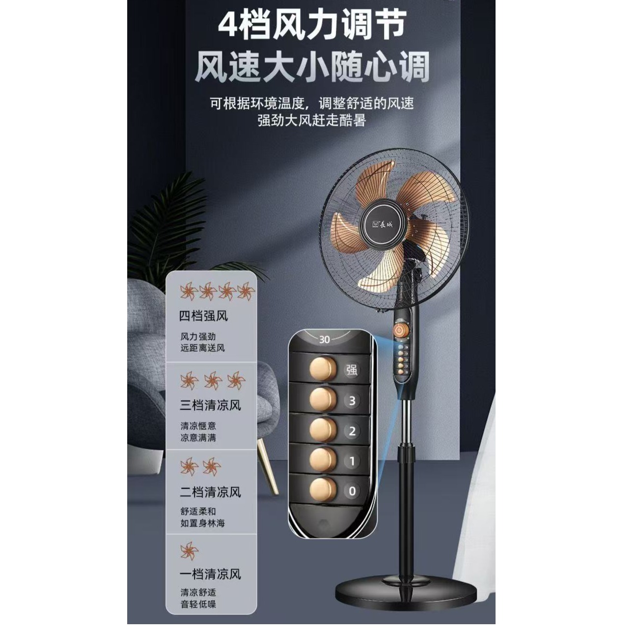 长城电风扇/落地扇/空气流通/工业落地扇/工程家用风扇/七叶大风量风扇 18英寸铝叶+铜芯电机(FS-40货号217L)