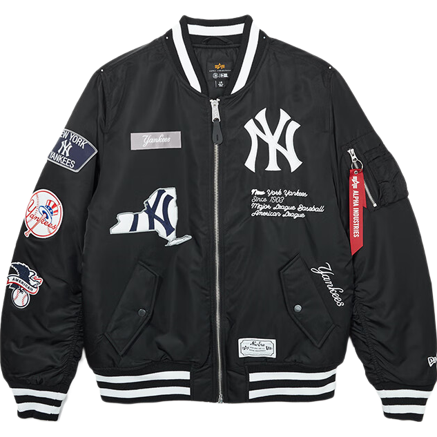 NEW ERA x Alpha Industries x MLB聯(lián)名夾克外套棉服棒球服保暖2025秋冬 60747974黑色/紐約洋基隊(duì) XL