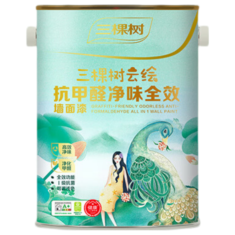 三棵树漆（SKSHU）乳胶漆抗甲醛净味全效墙面漆抗菌防霉家用自刷油漆可调色 【抗甲醛净味全效】5L小桶