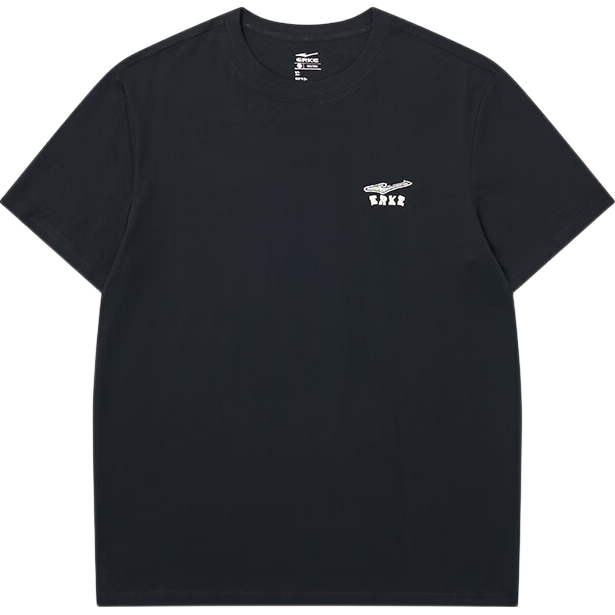 鸿星尔克T恤男2026春夏新款休闲舒适棉质短袖运动上衣男生文化衫针织衫 2121-正黑 XL