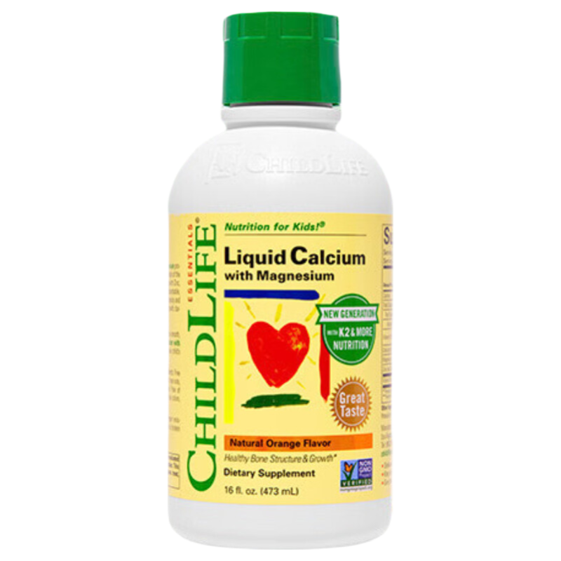 童年时光ChildLife钙镁锌大白瓶液体钙婴幼儿童补钙含K2D3【473ml/瓶】