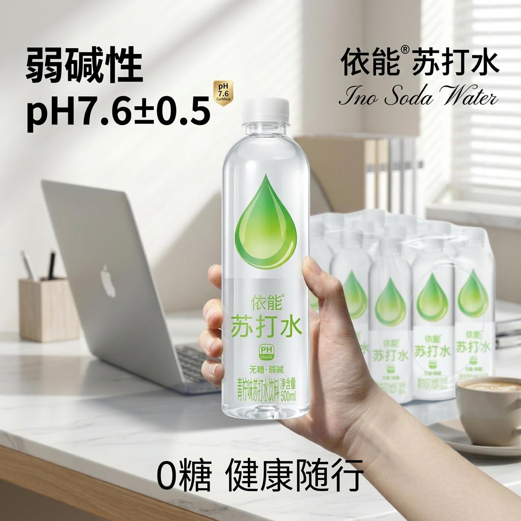 依能苏打水 锌强化 无糖弱碱0脂饮用水饮料 青柠味 500mL*6瓶