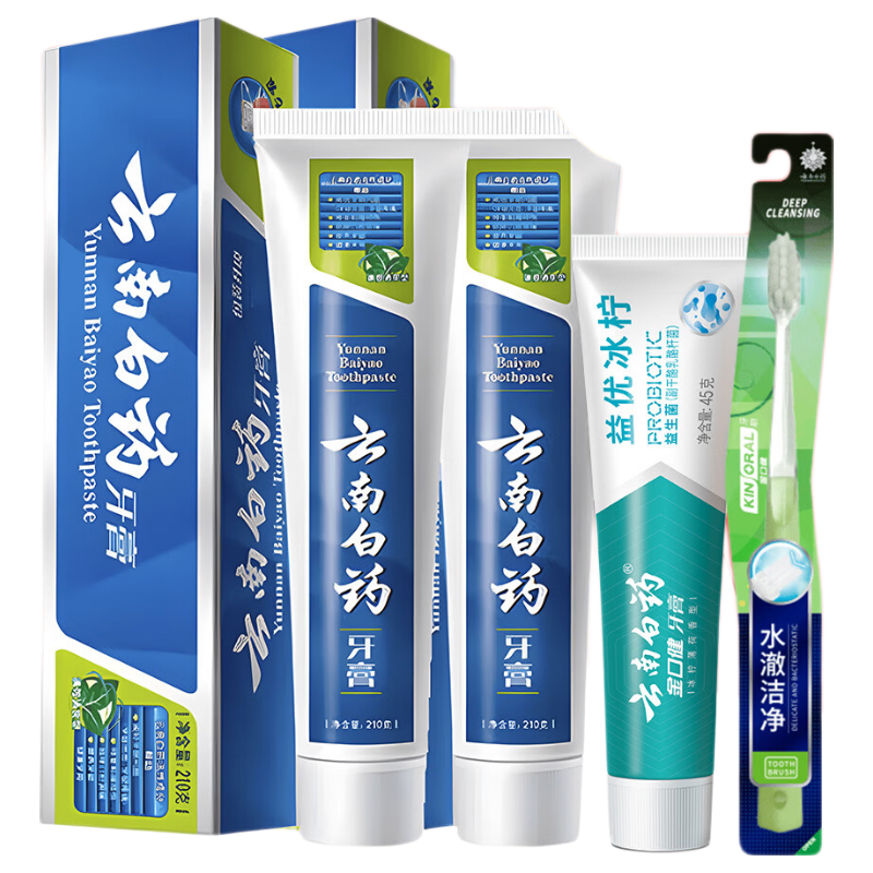 云南白药【赵丽颖推荐】牙膏高效护龈祛渍清新口气减轻牙龈问题 牙膏共 465g*1套 +牙刷1支