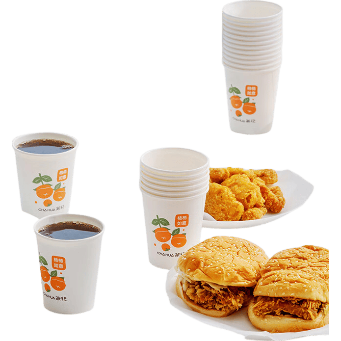 茶花（CHAHUA）纸杯一次性杯子加厚饮料咖啡奶茶水杯家用商务接待办公室茶杯 纸杯 218ml  100只
