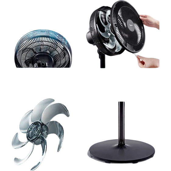 美的（Midea）电风扇家用7叶落地扇摇头电风扇循卧室宿舍轻音风扇台式桌面小型风扇台地两用升级款 黑色丨7叶台地两用