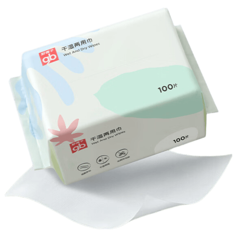 好孩子（gb）婴儿绵柔巾洗脸巾儿童干湿两用巾100抽*6包 宝宝一次性洗脸洁面巾