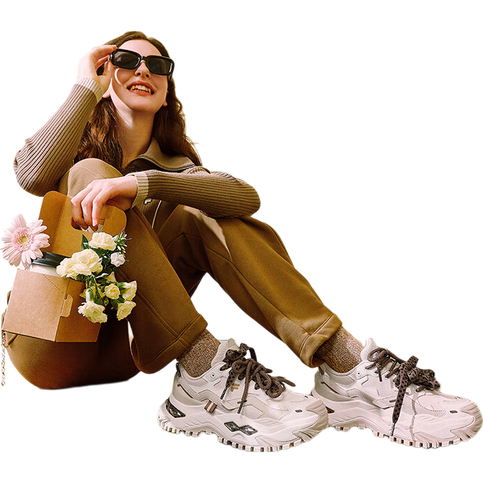 FILA FUSION斐乐潮牌女鞋BIANCO厚底休闲奶茶系列硬糖鞋运动老爹鞋 【烤奶波波】雪白/泡芙粉-SP 35.5