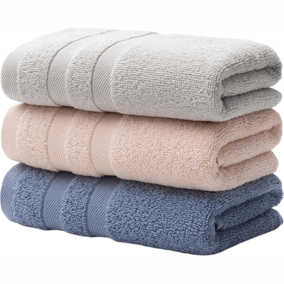 三利毛巾 7A纯棉抗菌毛巾加厚柔软顺滑吸水速干成人男女家用擦脸巾 浅灰色+粉色+深蓝色 3条