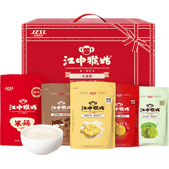 江中米稀礼盒猴头菇养胃米糊燕麦片健康营养谷物早晚健康代餐礼盒送礼 双重食养丨米稀饼干礼盒816g