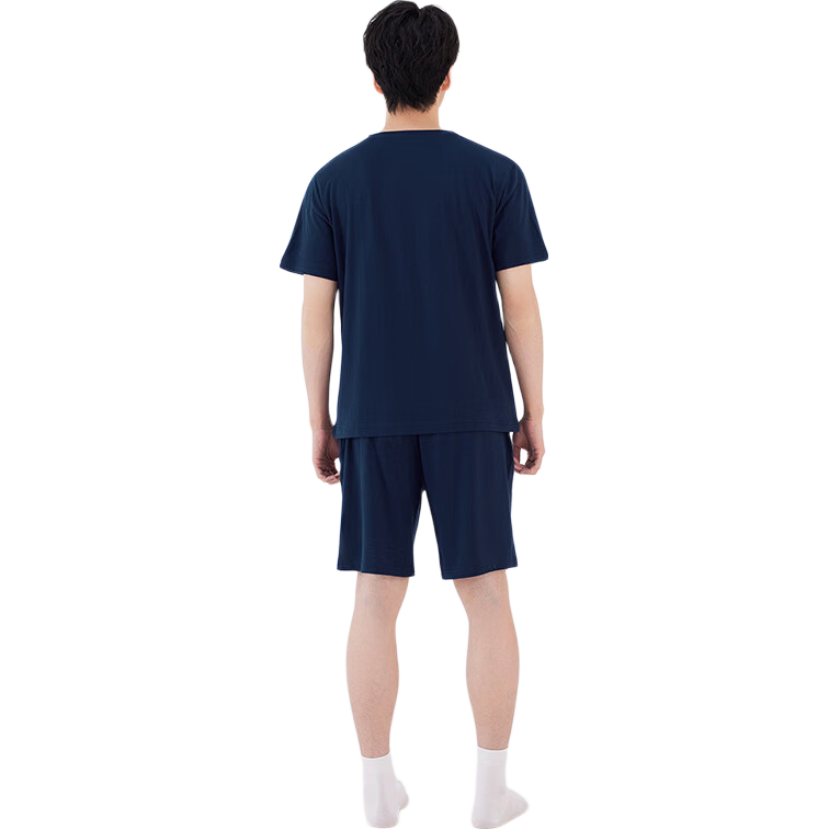 红豆居家男士睡衣抑菌短袖女士家居服套装夏季新品 马赛蓝 XL 175/96A